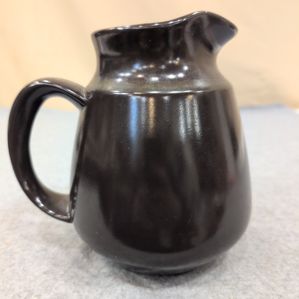 Franciscan Ceramic Pitcher Black Satin Glaze Mid Century Modern Serving Carafe - Picture 3 of 10
